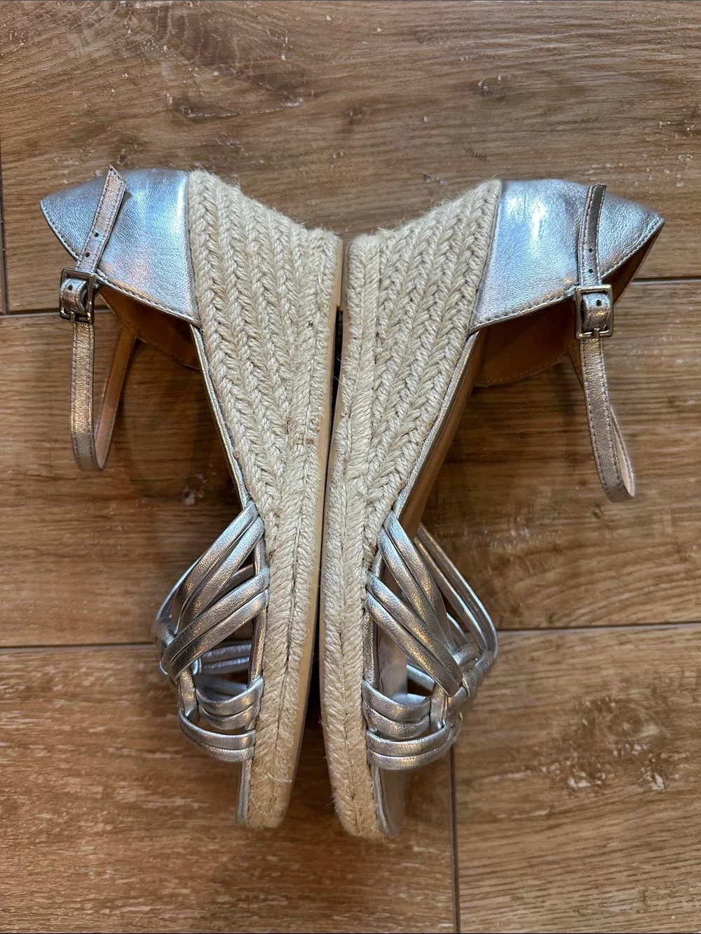 Talbots Silver Lyndsay Woven Espradilles Wedges Size 8